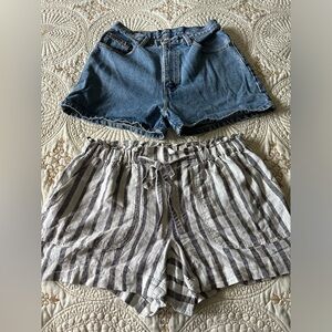 Set of 2 Calvin Klein linen blend and denim shorts lot